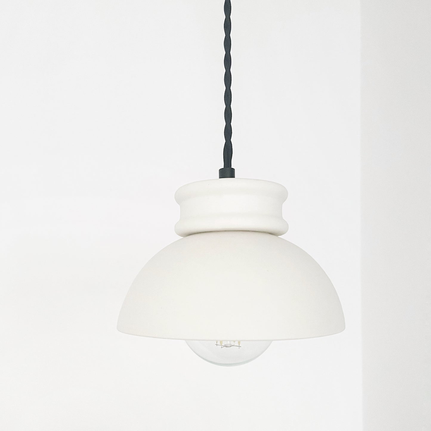 Pompeii Pendant Light | Small Dome Hanging Fixture | Bone White