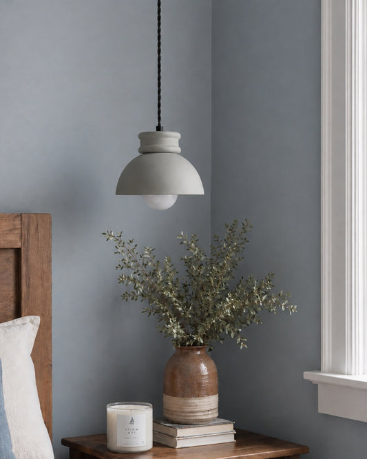 Pompeii Pendant Light | Small Dome Hanging Fixture | Fog Gray