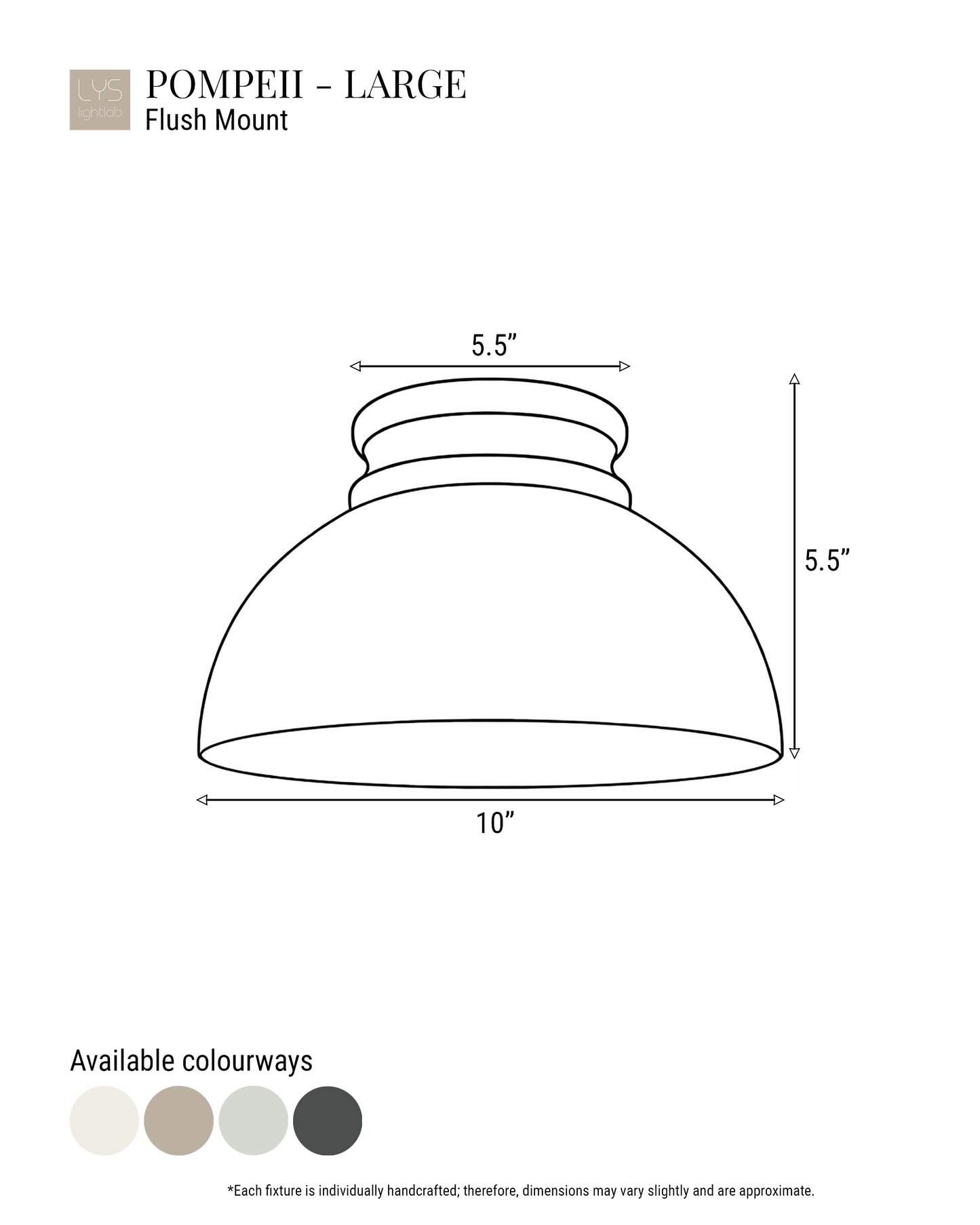 Pompeii Flush Mount Light | Large Dome Ceiling Fixture | Fog Gray