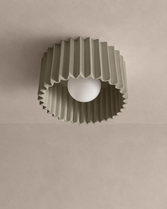Syracuse Flush Mount Light | Large Pleated Ceiling Fixture | Dune Natural