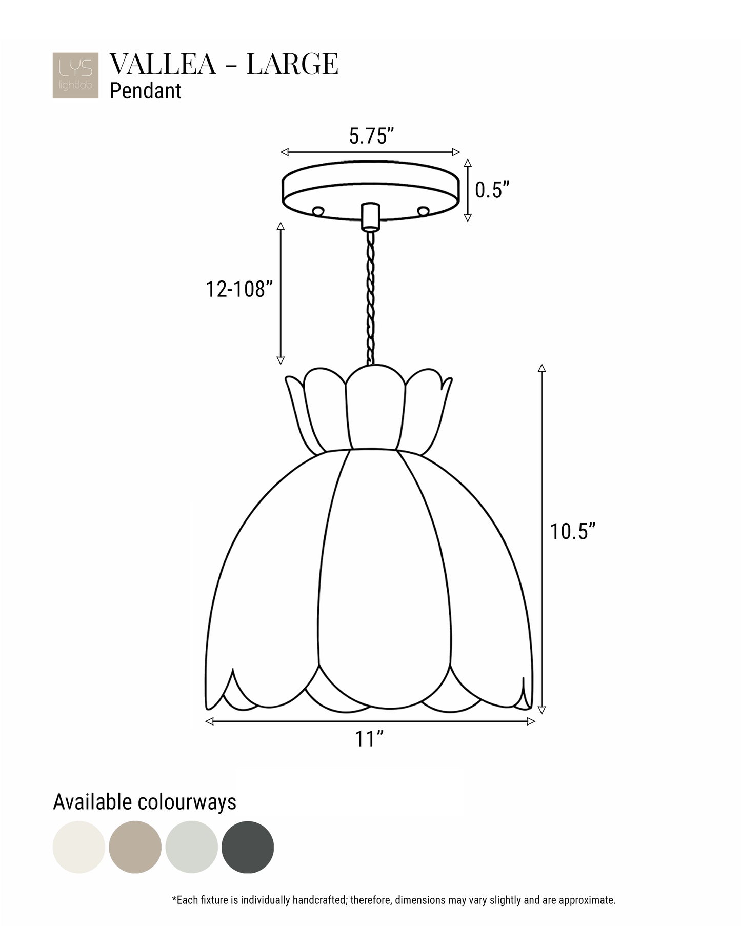 Vallea Pendant Light | Large Floral Hanging Fixture | Bone White