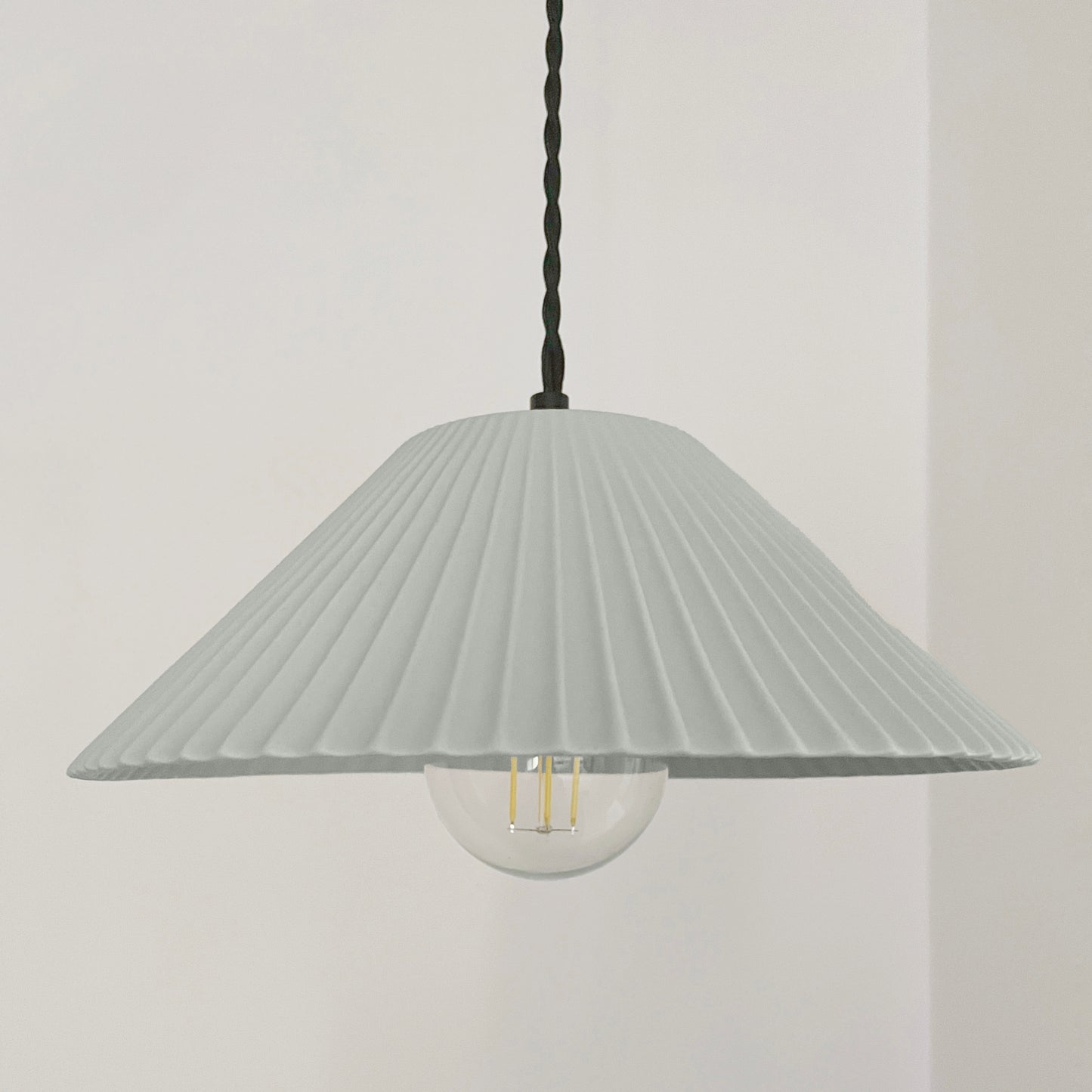 Montebello Pendant Light | Scalloped Hanging Fixture | Fog Gray