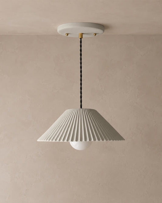 Montebello Pendant Light | Scalloped Hanging Fixture | Bone White