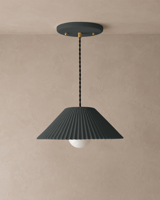 Montebello Pendant Light | Scalloped Hanging Fixture | Shadow Charcoal Gray
