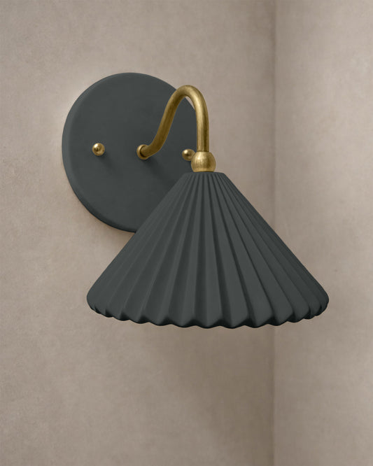 Picco Wall Sconce | Small Pleated Light Fixture | Shadow Charcoal Gray