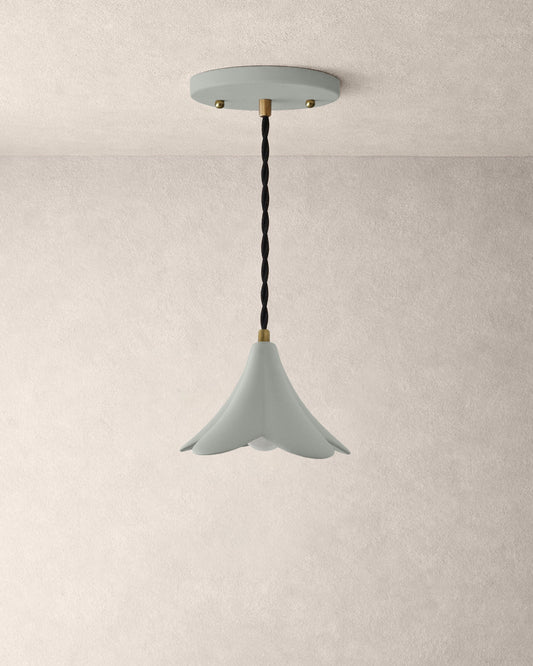Serafina Pendant Light | Small Flower Hanging Fixture | Fog Gray