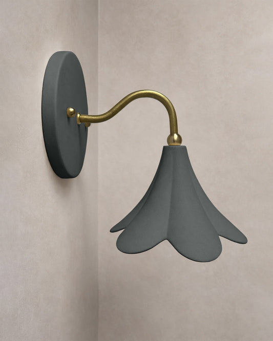 Serafina Wall Sconce | Small Floral Light Fixture | Shadow Charcoal Gray