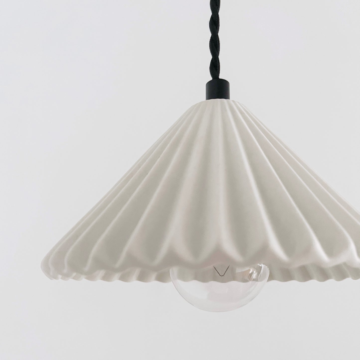 Picco Pendant Light | Small Pleated Hanging Fixture | Bone White