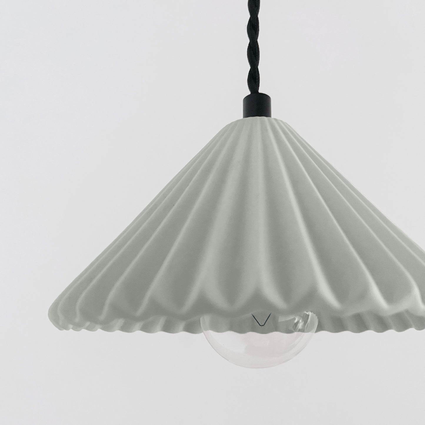 Picco Pendant Light | Small Pleated Hanging Fixture | Fog Gray