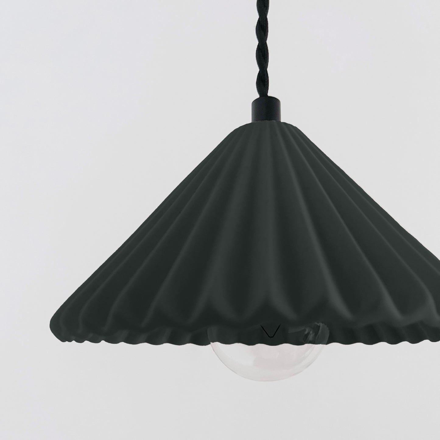 Picco Pendant Light | Small Pleated Hanging Fixture | Shadow Charcoal Gray