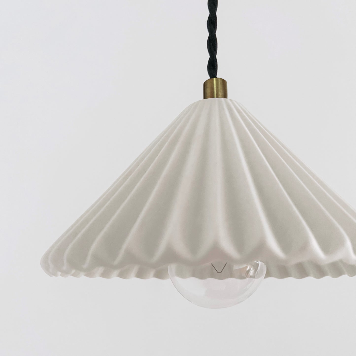 Picco Pendant Light | Small Pleated Hanging Fixture | Bone White