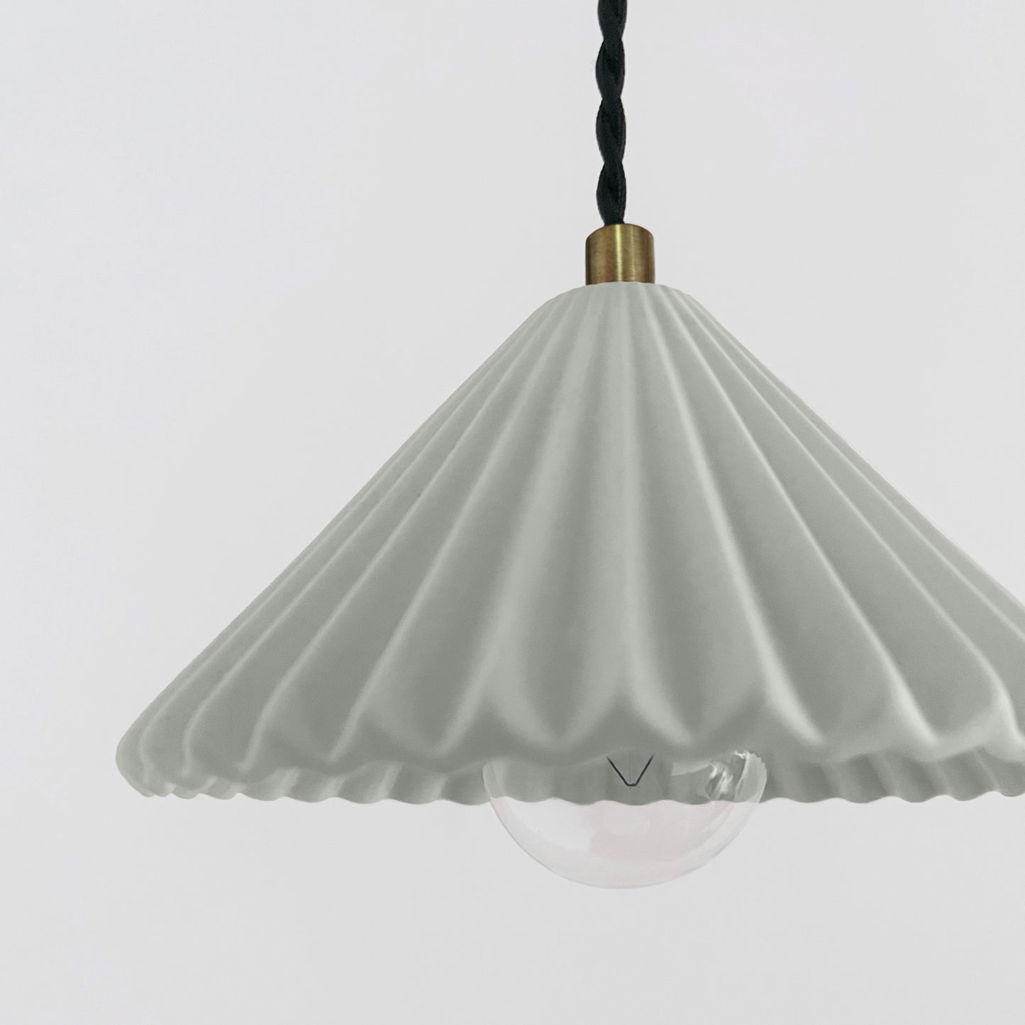 Picco Pendant Light | Small Pleated Hanging Fixture | Fog Gray