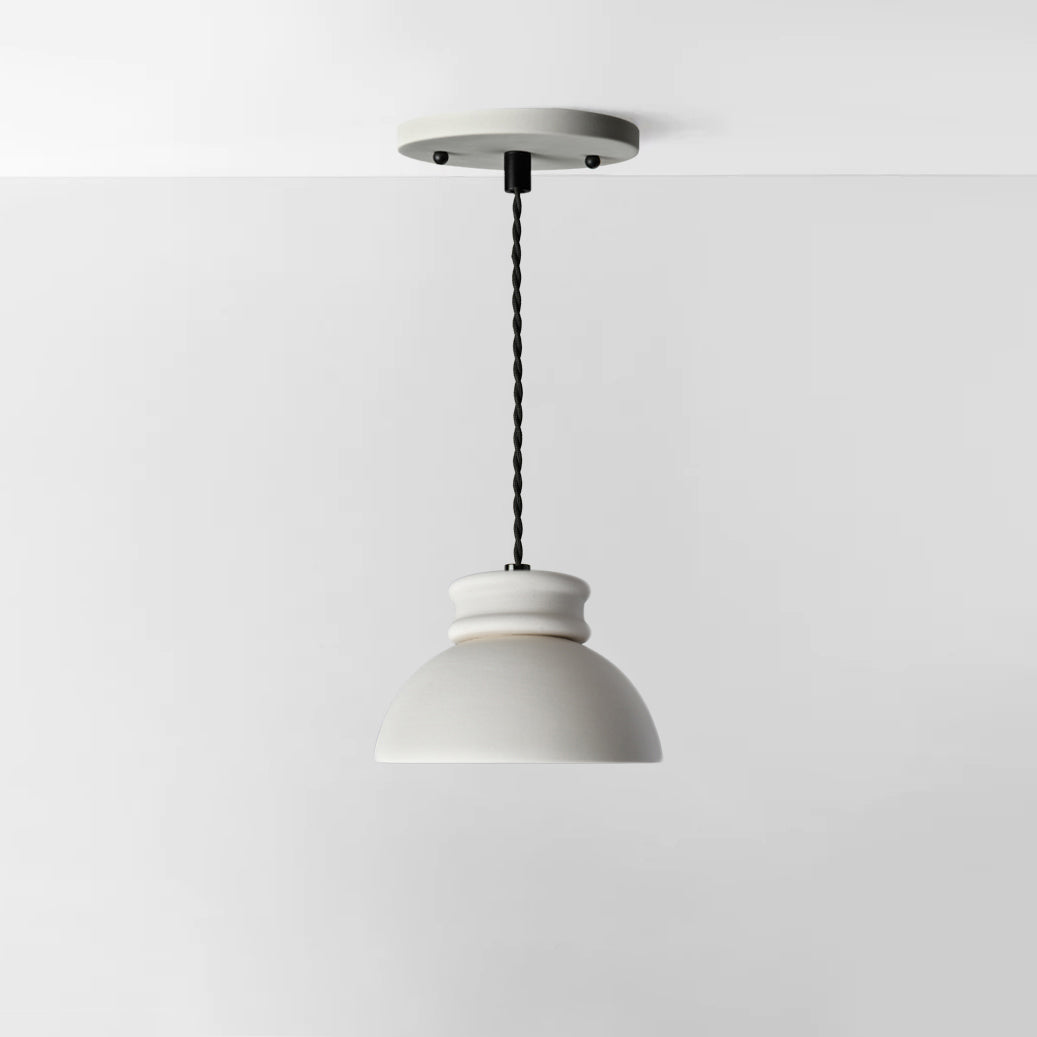 Pompeii Pendant Light | Small Dome Hanging Fixture | Bone White