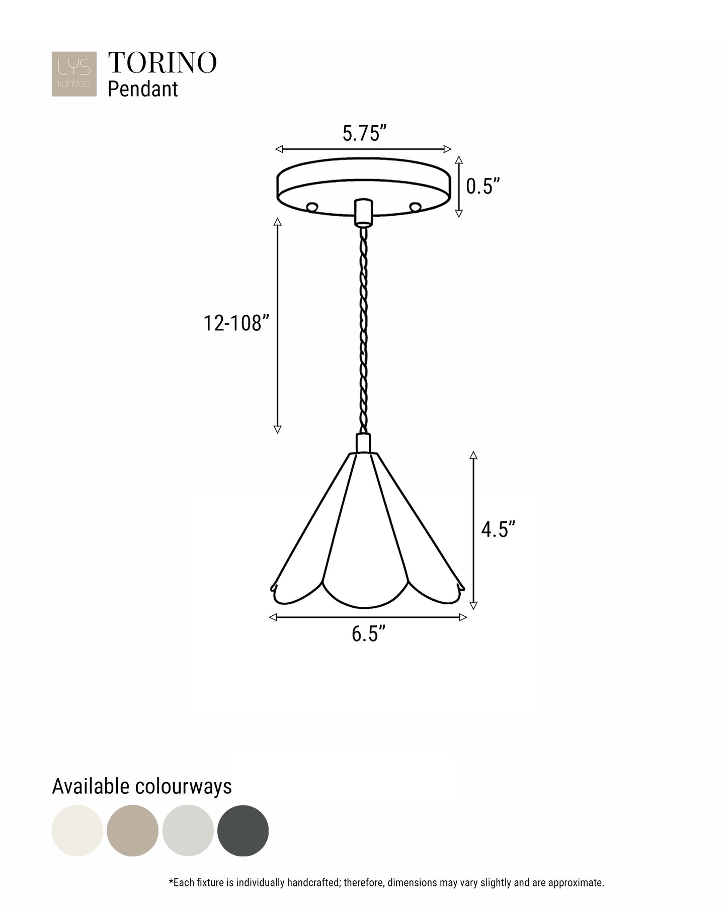 Torino Pendant Light | Small Deco Hanging Fixture | Natural Dune