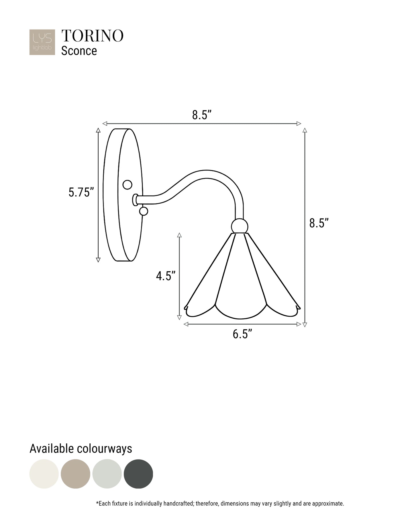 Torino Wall Sconce | Small Deco Light Fixture | Fog Gray