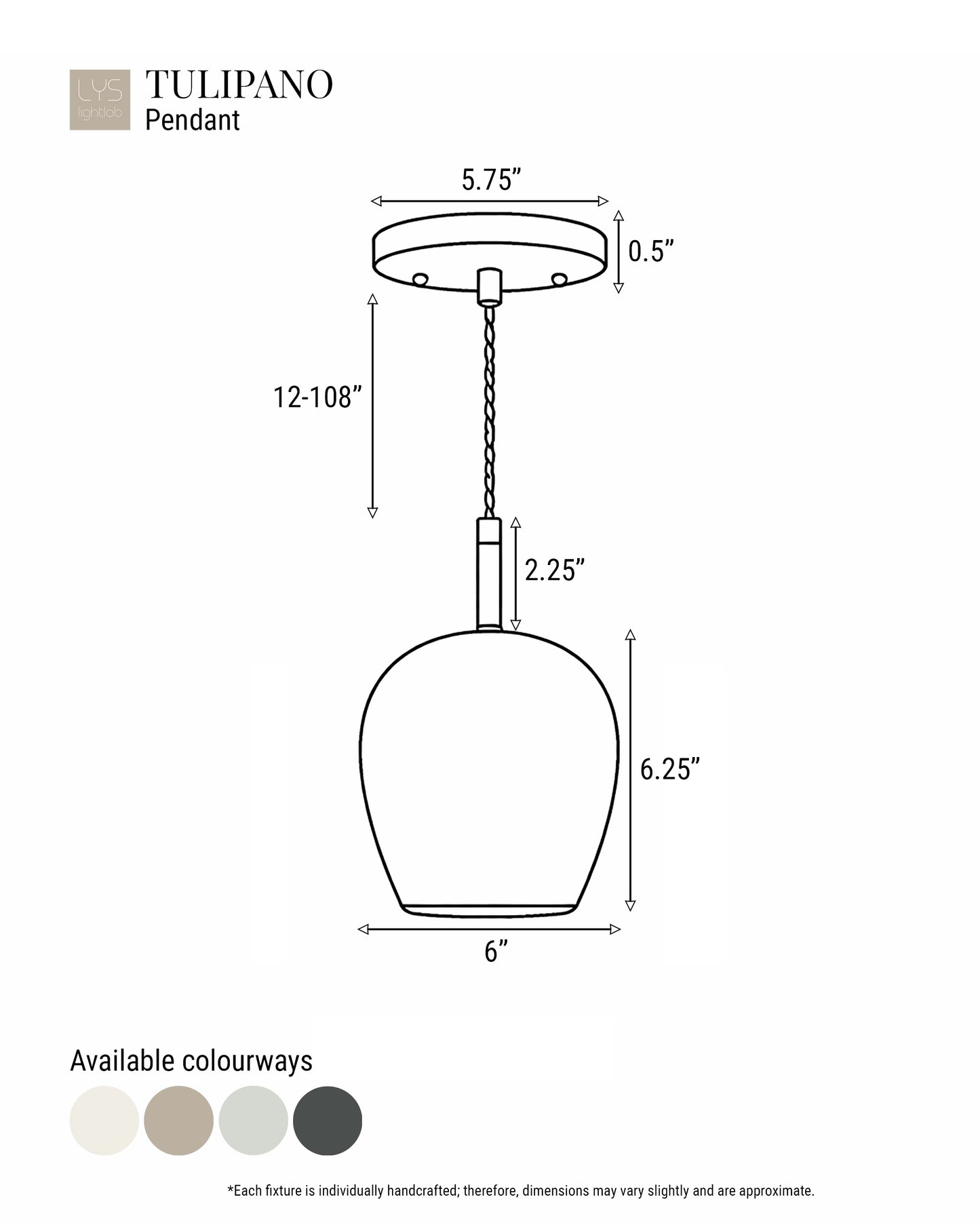Tulipano Pendant Light | Minimalist Hanging Fixture | Bone White
