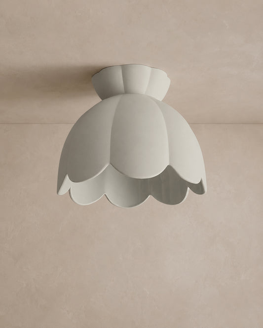 Vallea Flush Mount Light | Large Floral Ceiling Fixture | Bone White
