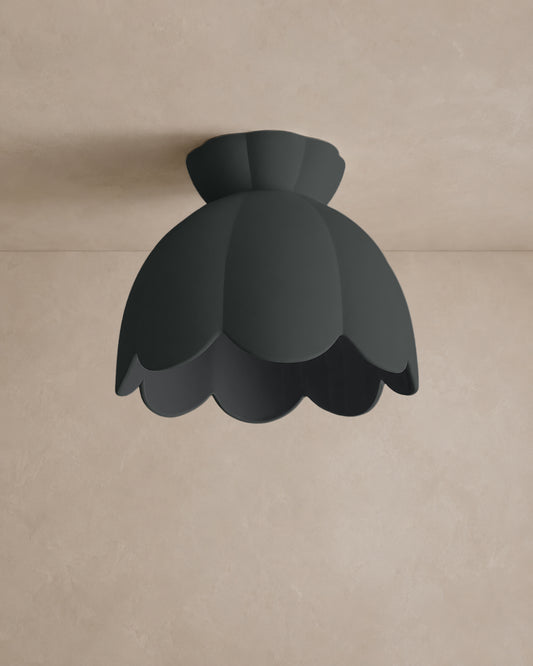 Vallea Flush Mount Light | Large Floral Ceiling Fixture | Shadow Charcoal Gray