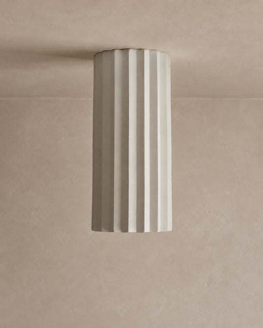Syracuse Flush Mount Light | XL Pleated Ceiling Fixture | Bone White