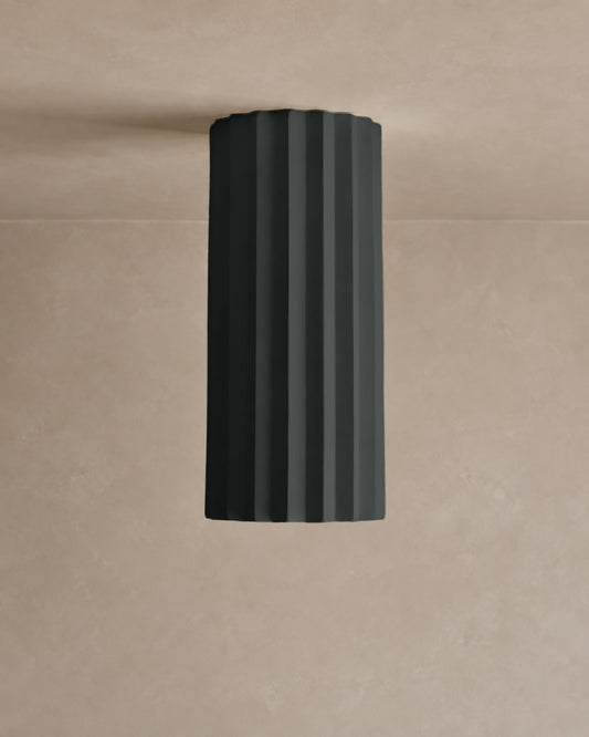 Syracuse Flush Mount Light | XL Pleated Ceiling Fixture | Shadow Charcoal Gray