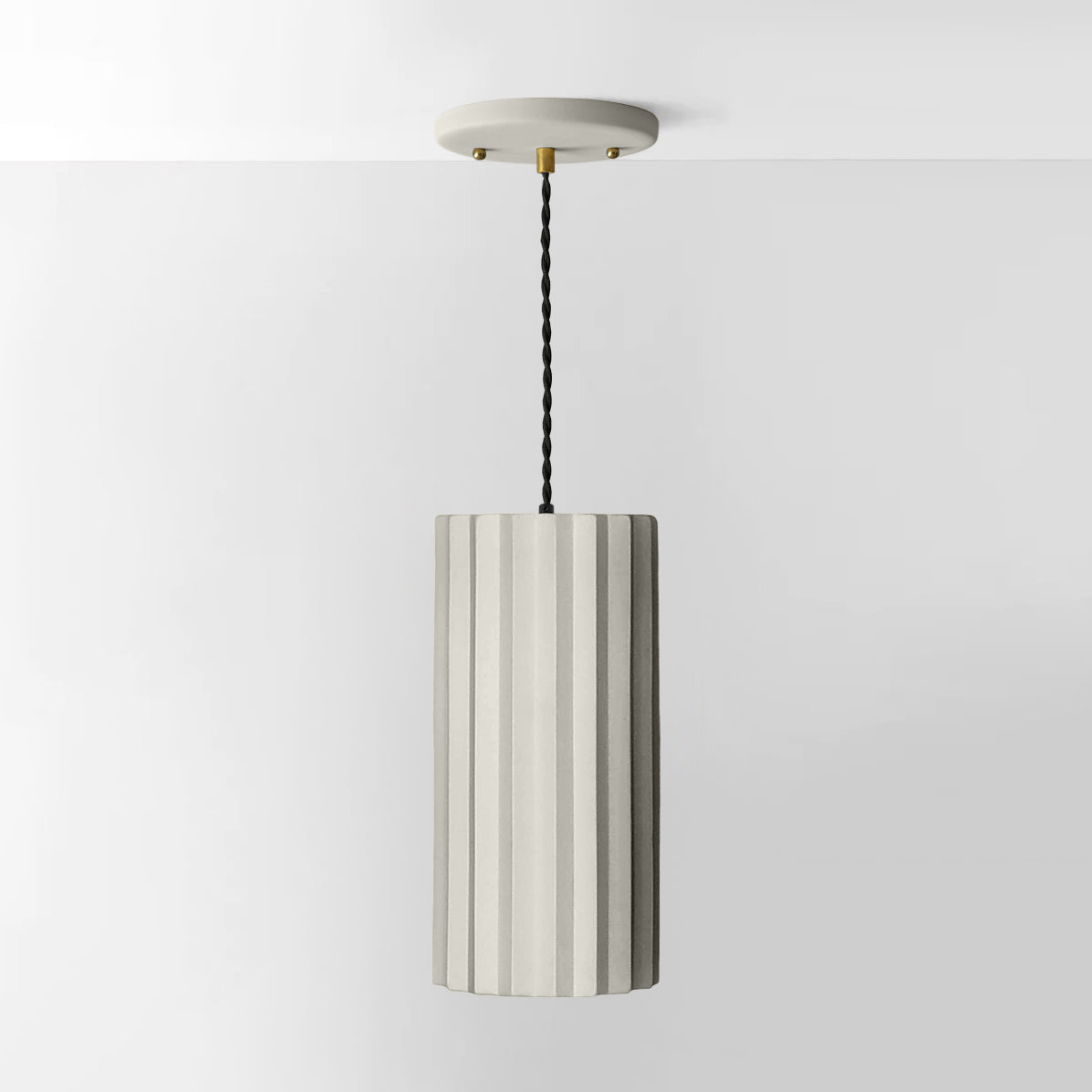Syracuse Pendant Light | XL Pleated Hanging Fixture | Bone White
