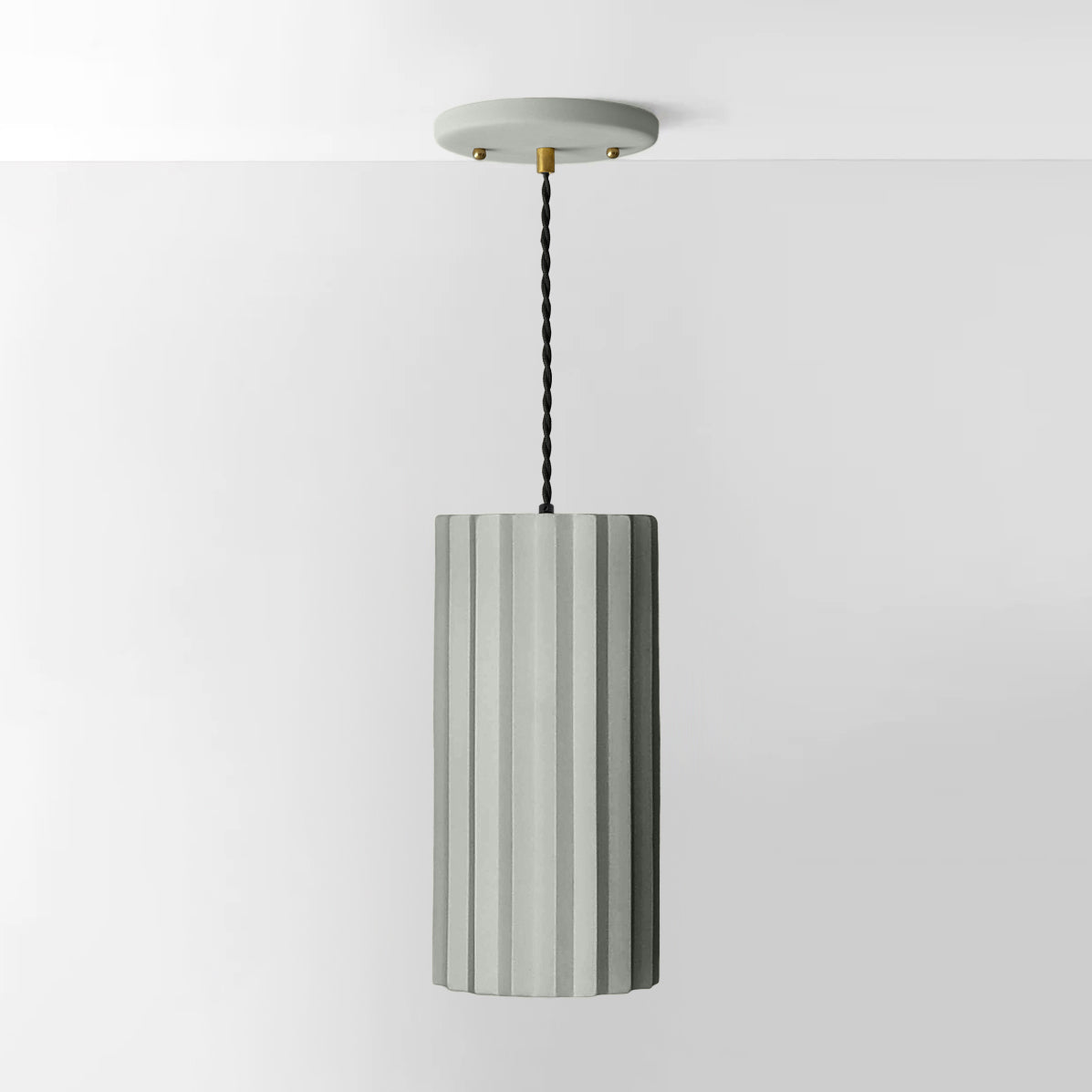 Syracuse Pendant Light | XL Pleated Hanging Fixture | Fog Gray