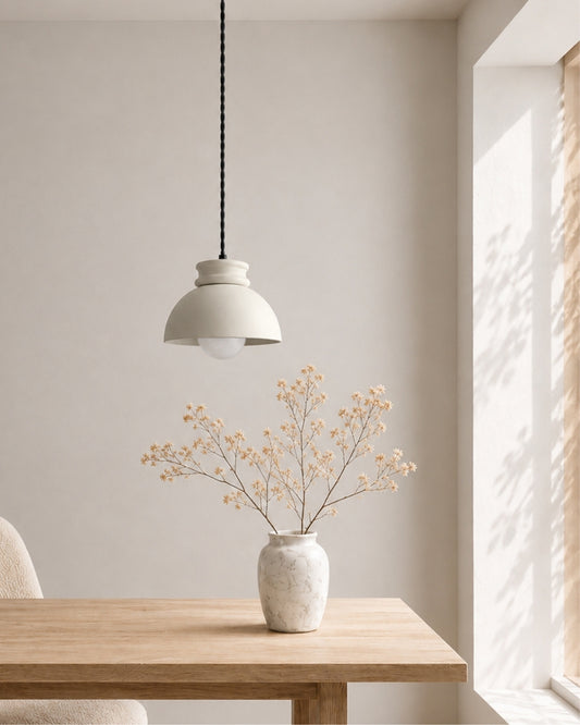 Pompeii Pendant Light | Small Dome Hanging Fixture | Bone White