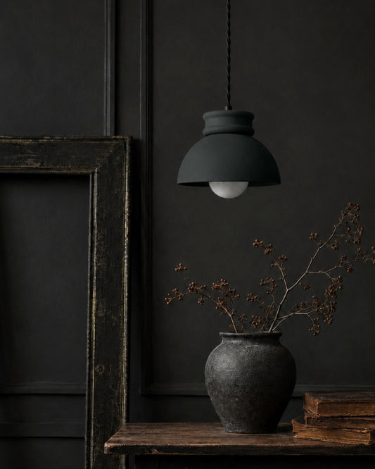 Pompeii Pendant Light | Small Dome Hanging Fixture | Shadow Charcoal Gray
