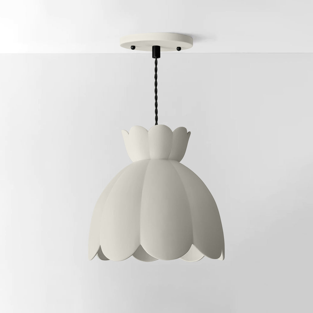 Vallea Pendant Light | Large Floral Hanging Fixture | Bone White
