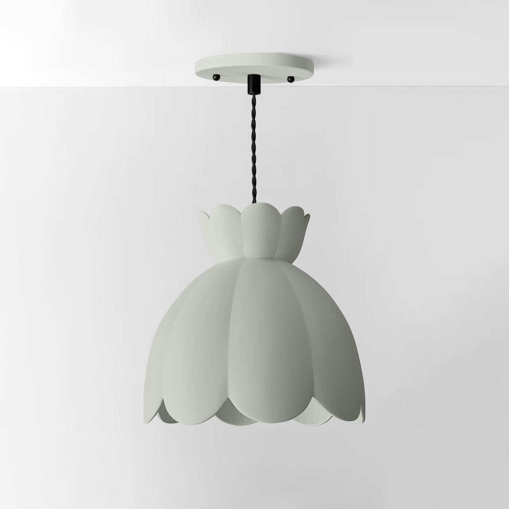 Vallea Pendant Light | Large Floral Hanging Fixture | Fog Gray