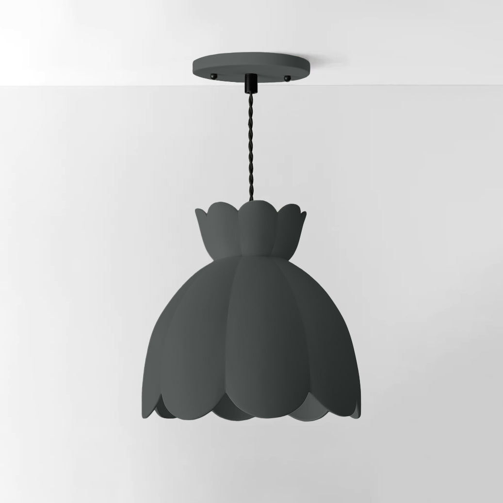 Vallea Pendant Light | Large Floral Hanging Fixture | Shadow Charcoal Gray