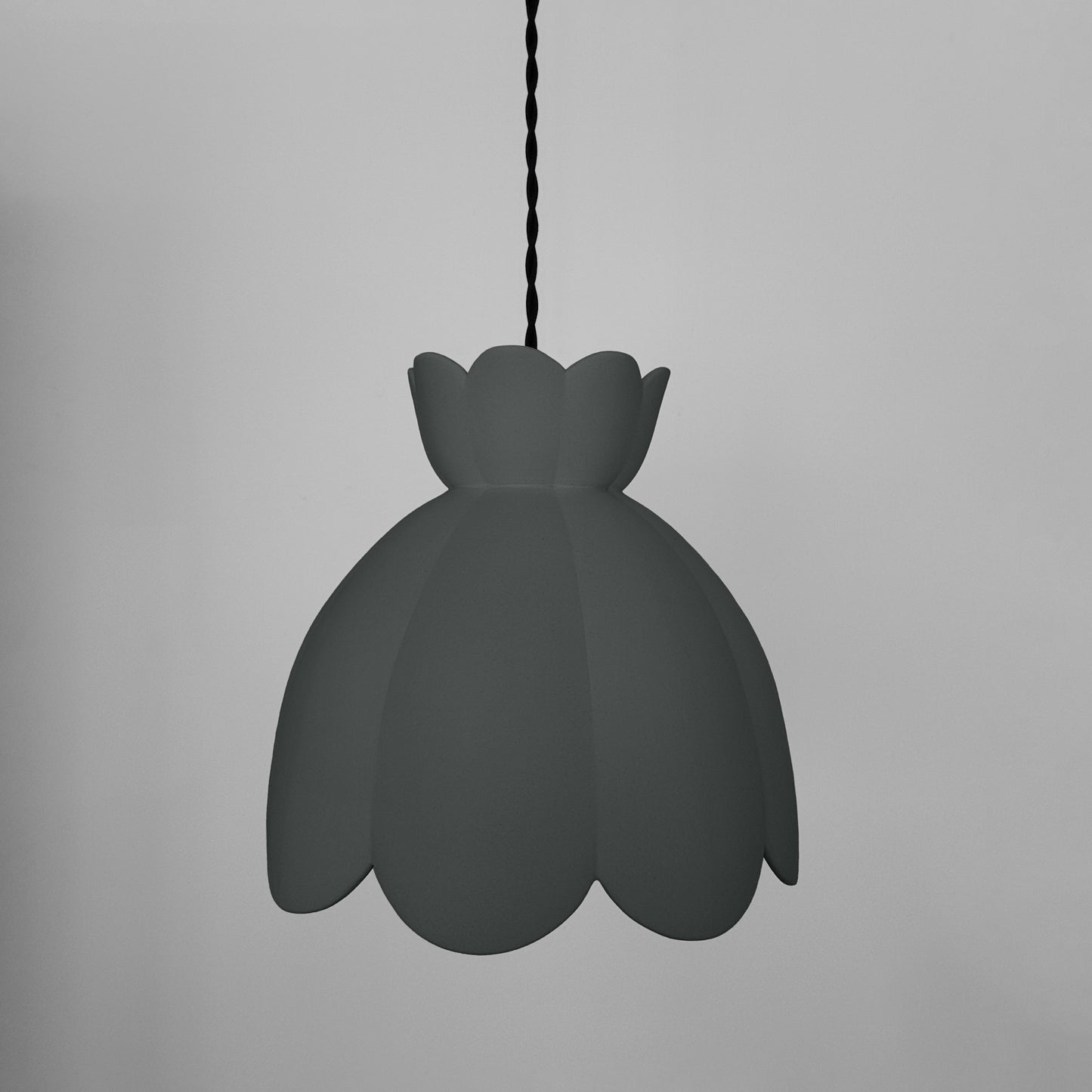 Vallea Pendant Light | Large Floral Hanging Fixture | Shadow Charcoal Gray
