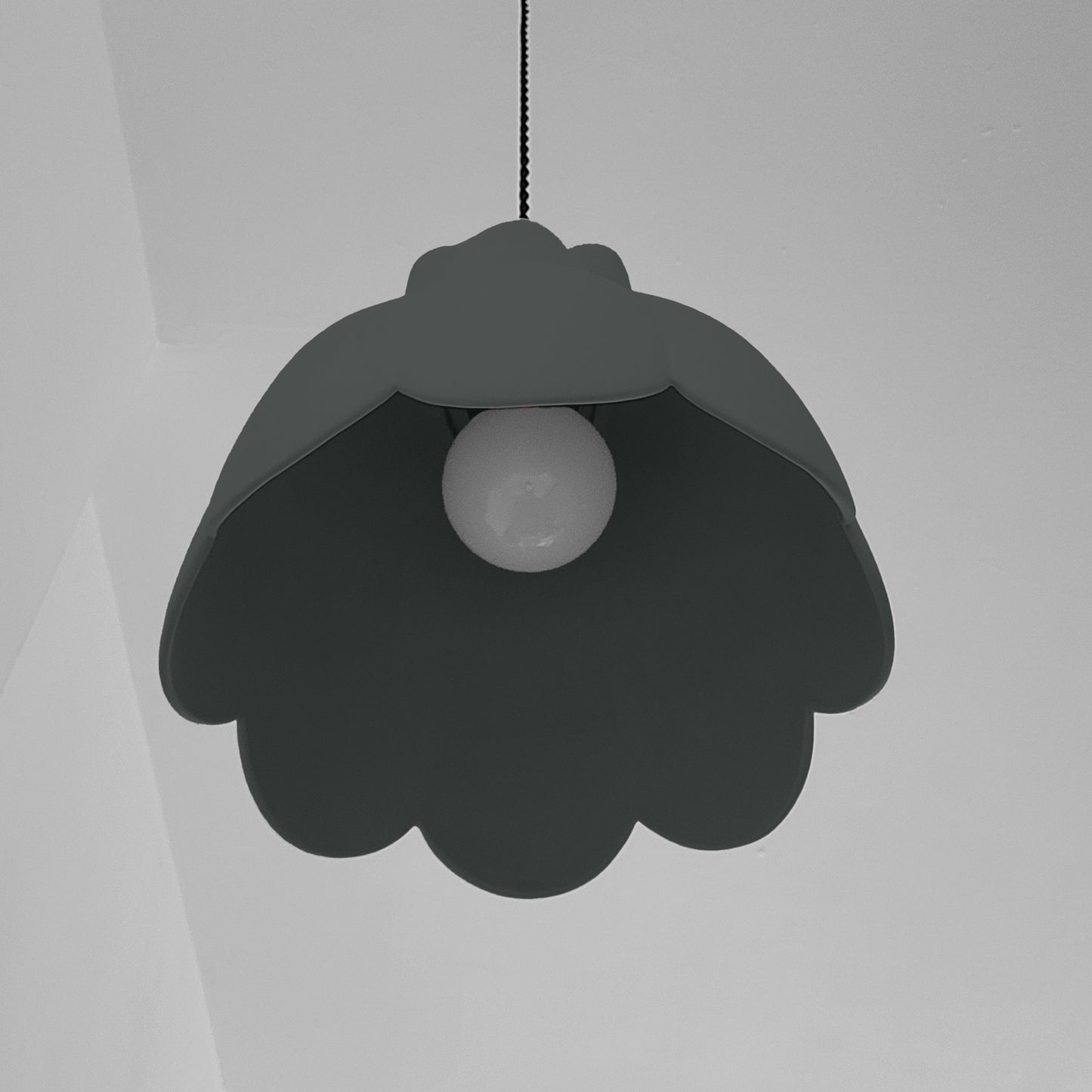 Vallea Pendant Light | Large Floral Hanging Fixture | Shadow Charcoal Gray