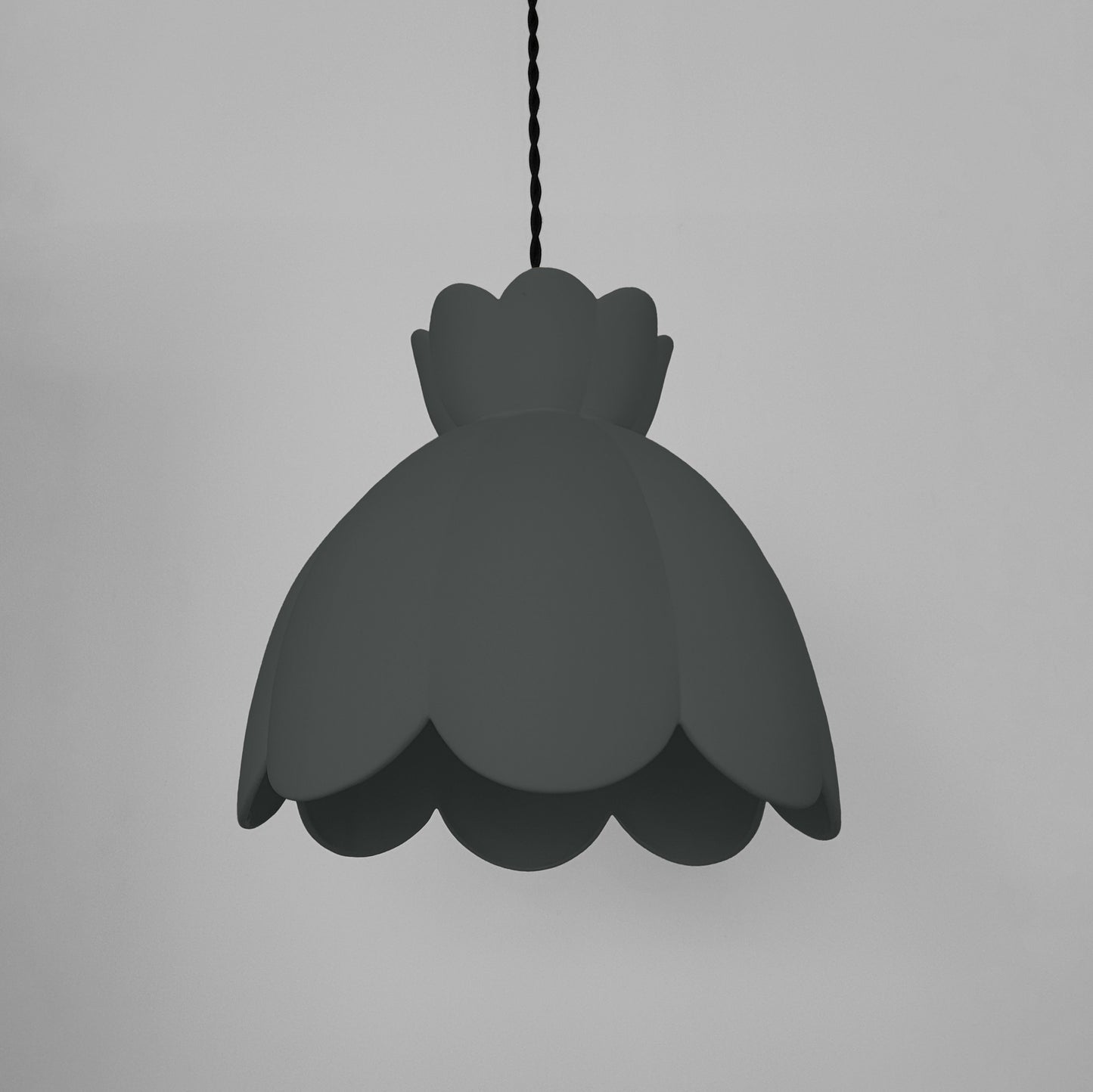 Vallea Pendant Light | Large Floral Hanging Fixture | Shadow Charcoal Gray