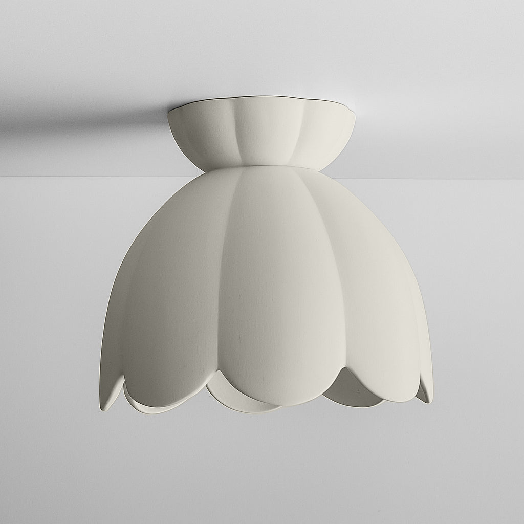 Vallea Flush Mount Light | Large Floral Ceiling Fixture | Bone White