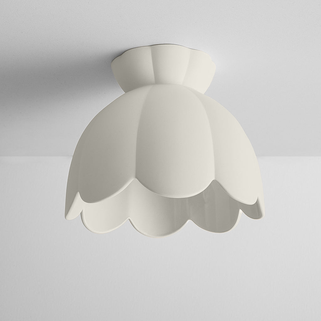 Vallea Flush Mount Light | Large Floral Ceiling Fixture | Bone White