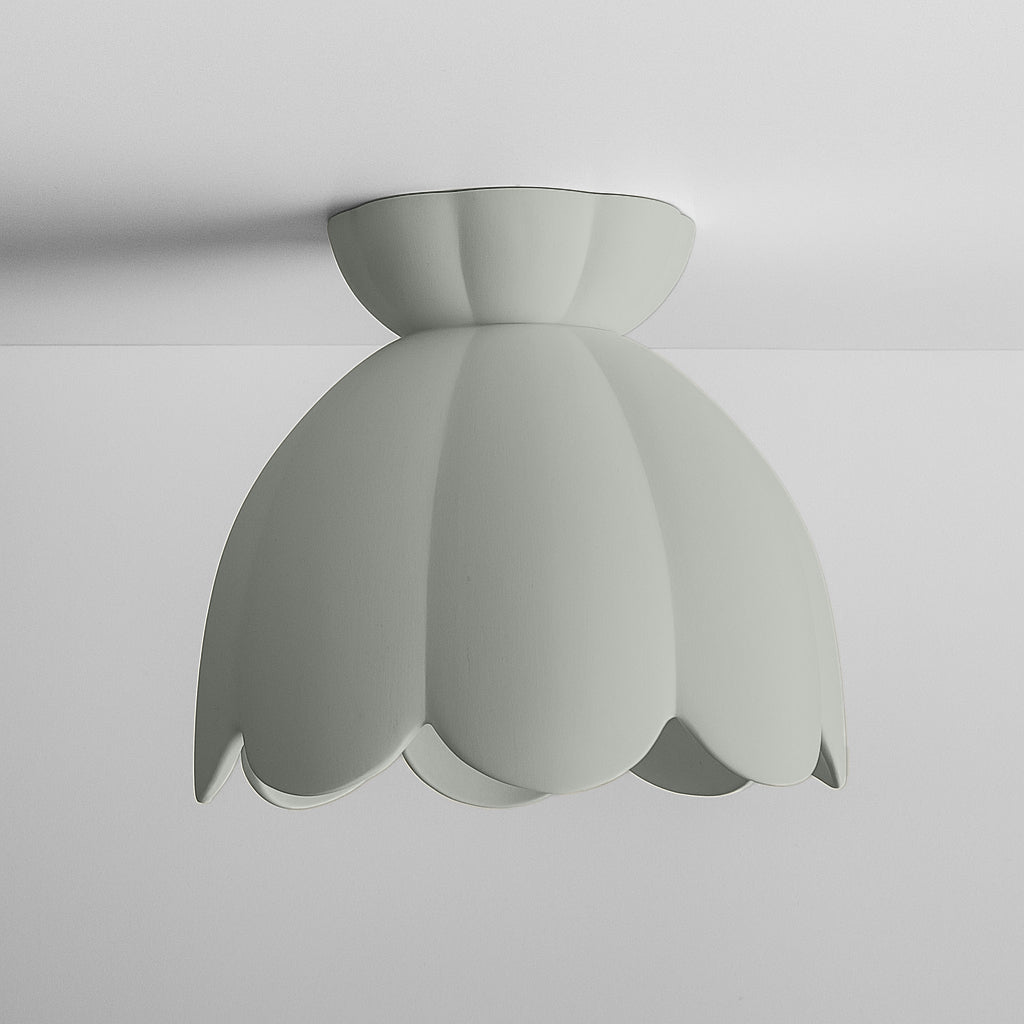 Vallea Flush Mount Light | Large Floral Ceiling Fixture | Fog Gray