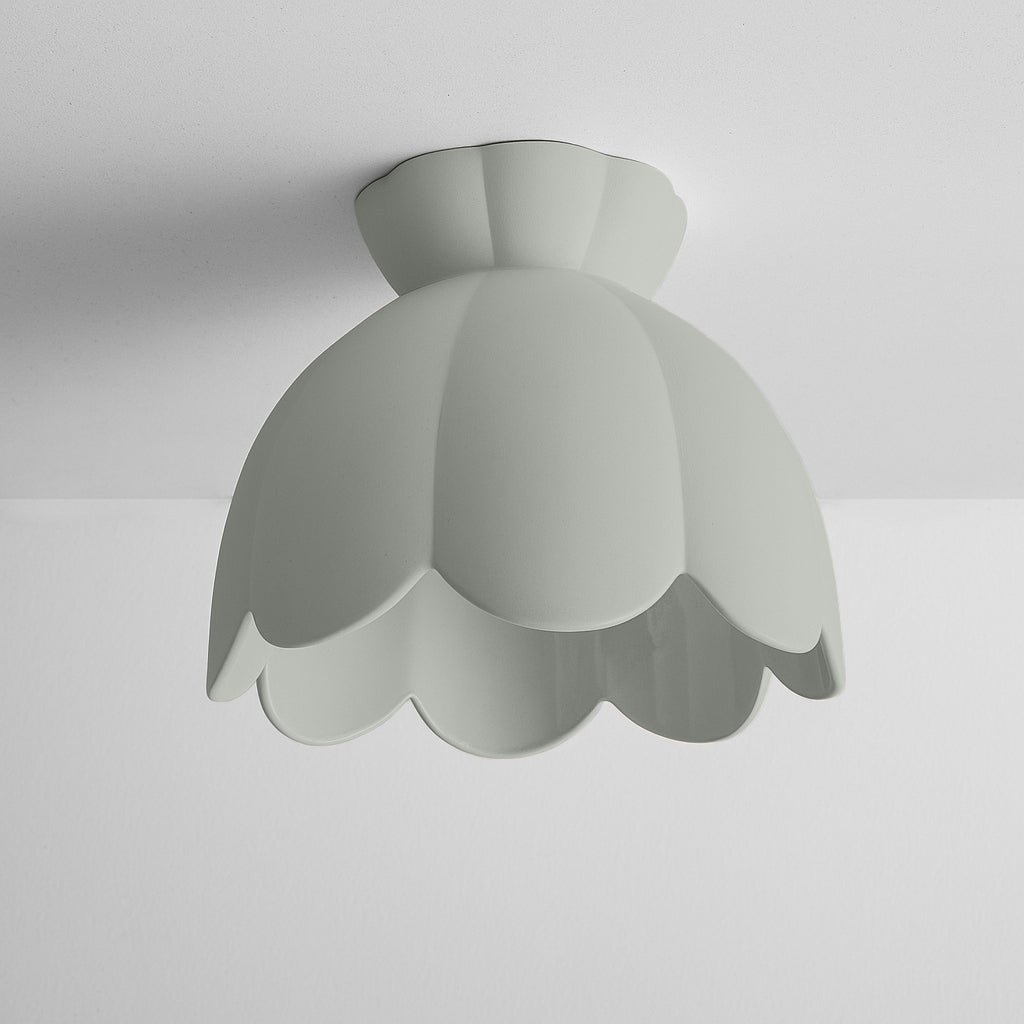 Vallea Flush Mount Light | Large Floral Ceiling Fixture | Fog Gray