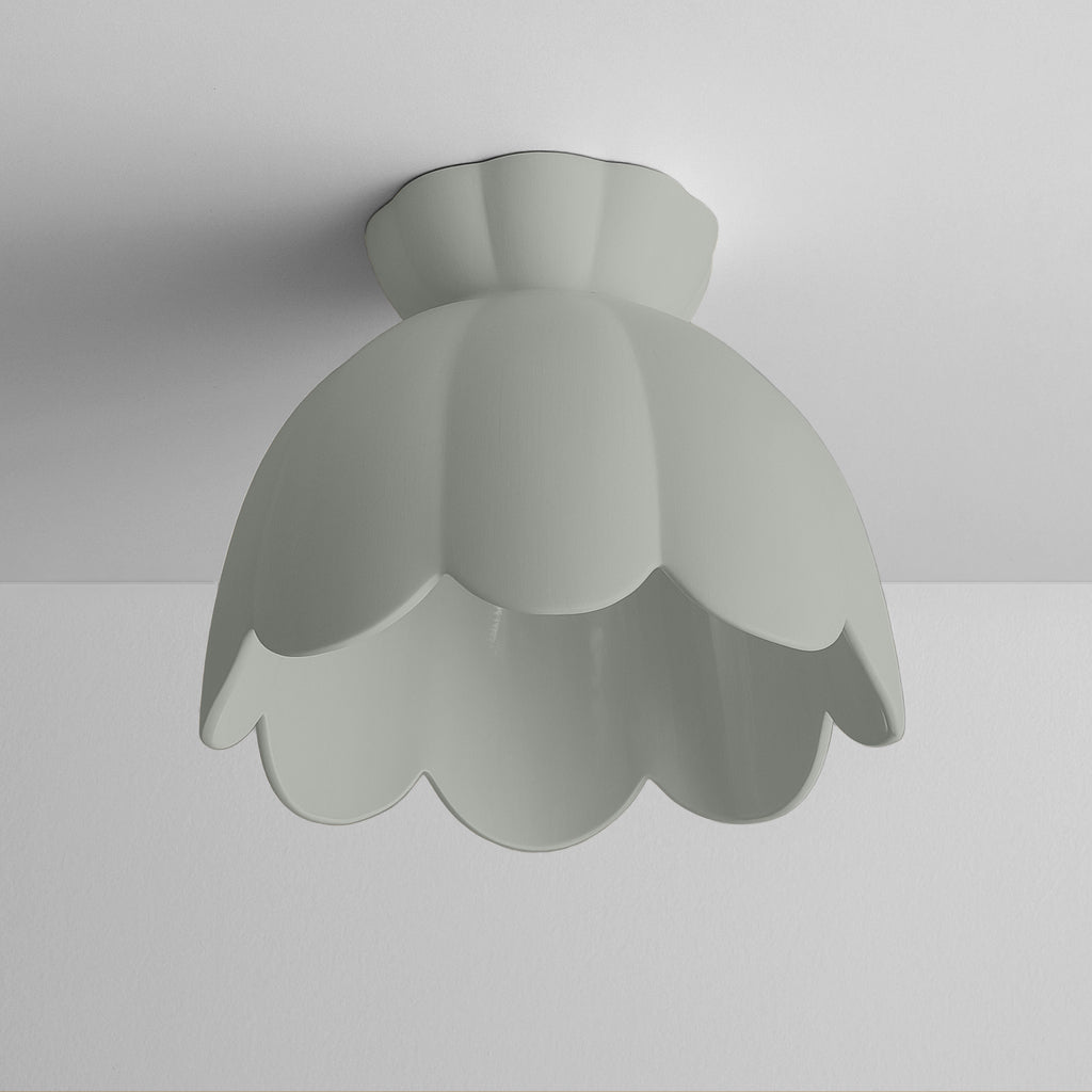 Vallea Flush Mount Light | Large Floral Ceiling Fixture | Fog Gray