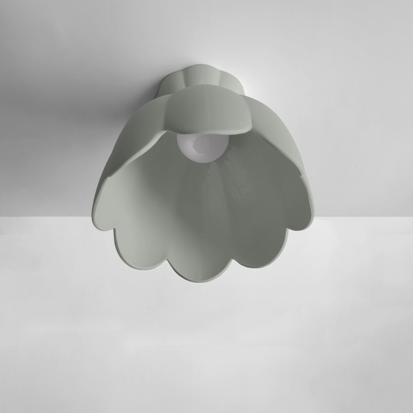 Vallea Flush Mount Light | Large Floral Ceiling Fixture | Fog Gray