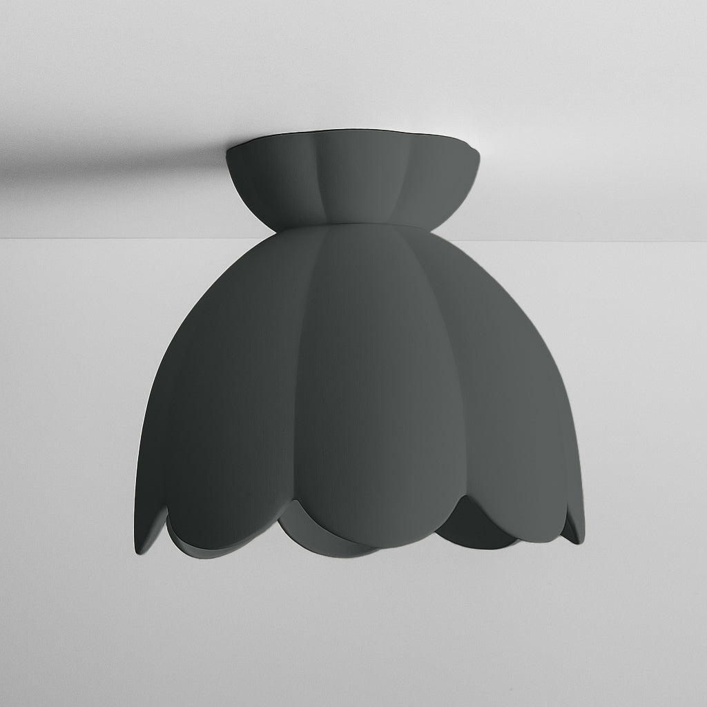 Vallea Flush Mount Light | Large Floral Ceiling Fixture | Shadow Charcoal Gray
