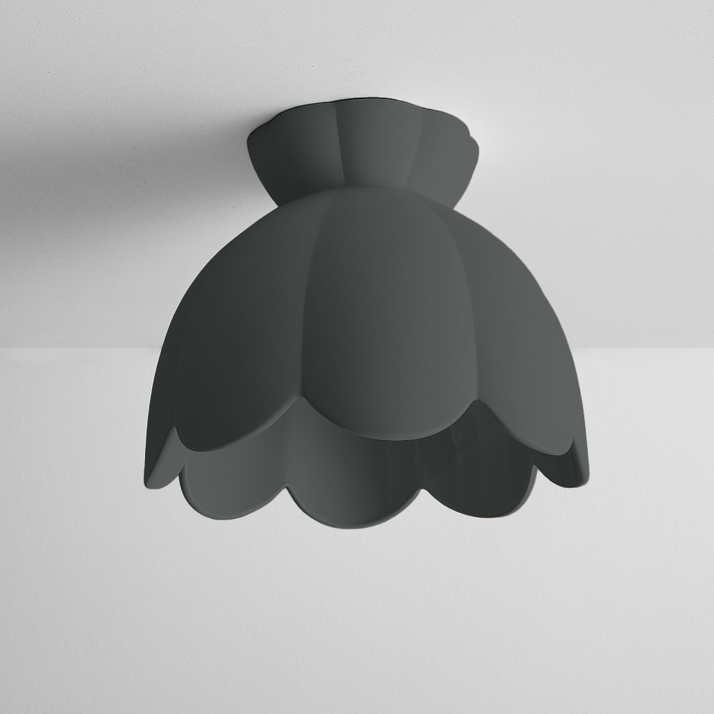 Vallea Flush Mount Light | Large Floral Ceiling Fixture | Shadow Charcoal Gray