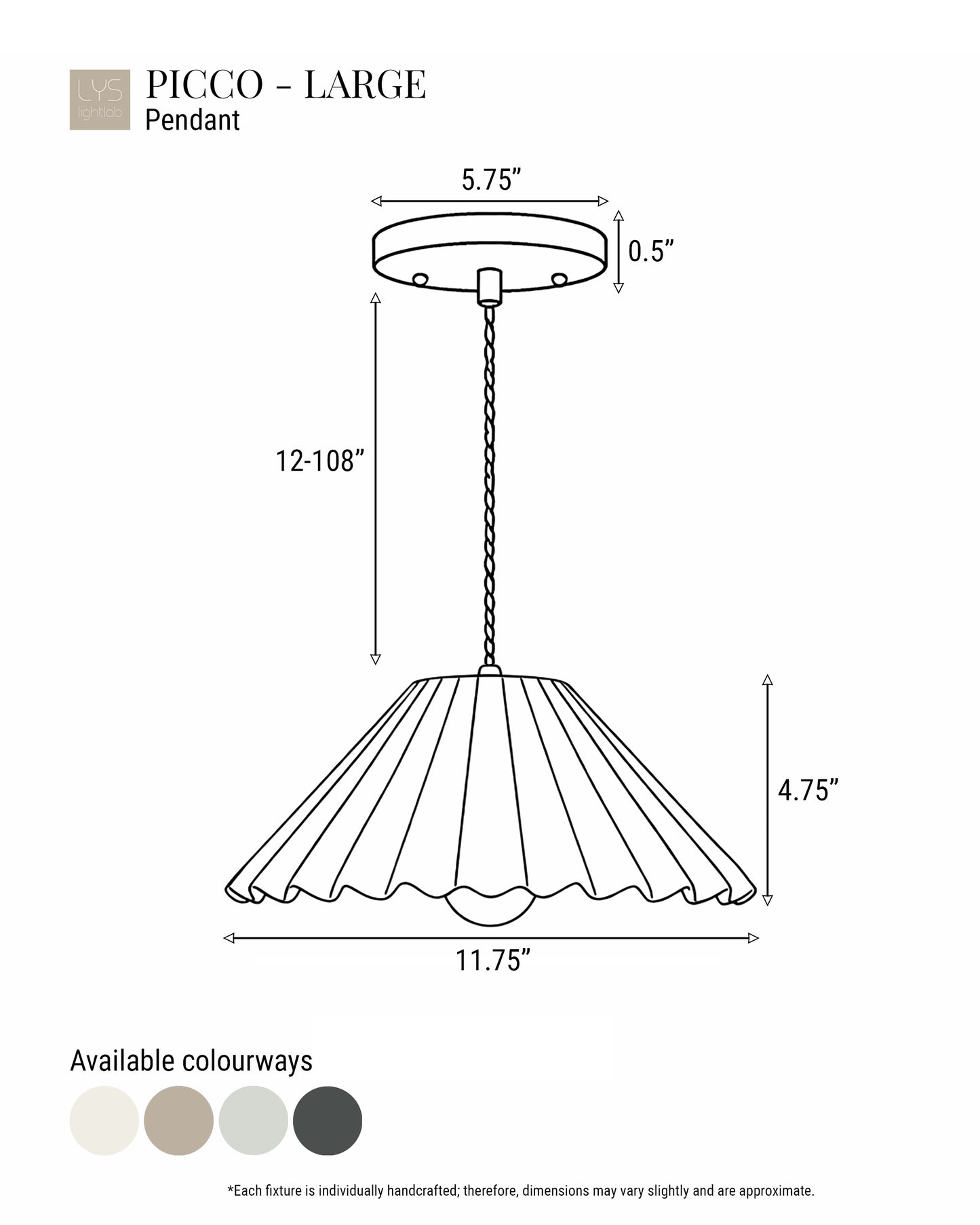 Montebello Pendant Light | Scalloped Hanging Fixture | Shadow Charcoal Gray