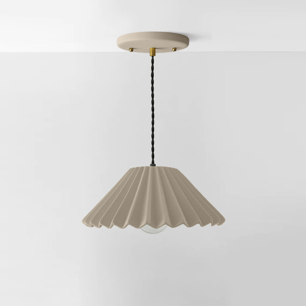 Picco Pendant Light | Large Pleated Hanging Fixture | Dune Natural