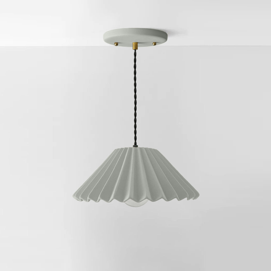Picco Pendant Light | Large Pleated Hanging Fixture | Fog Gray