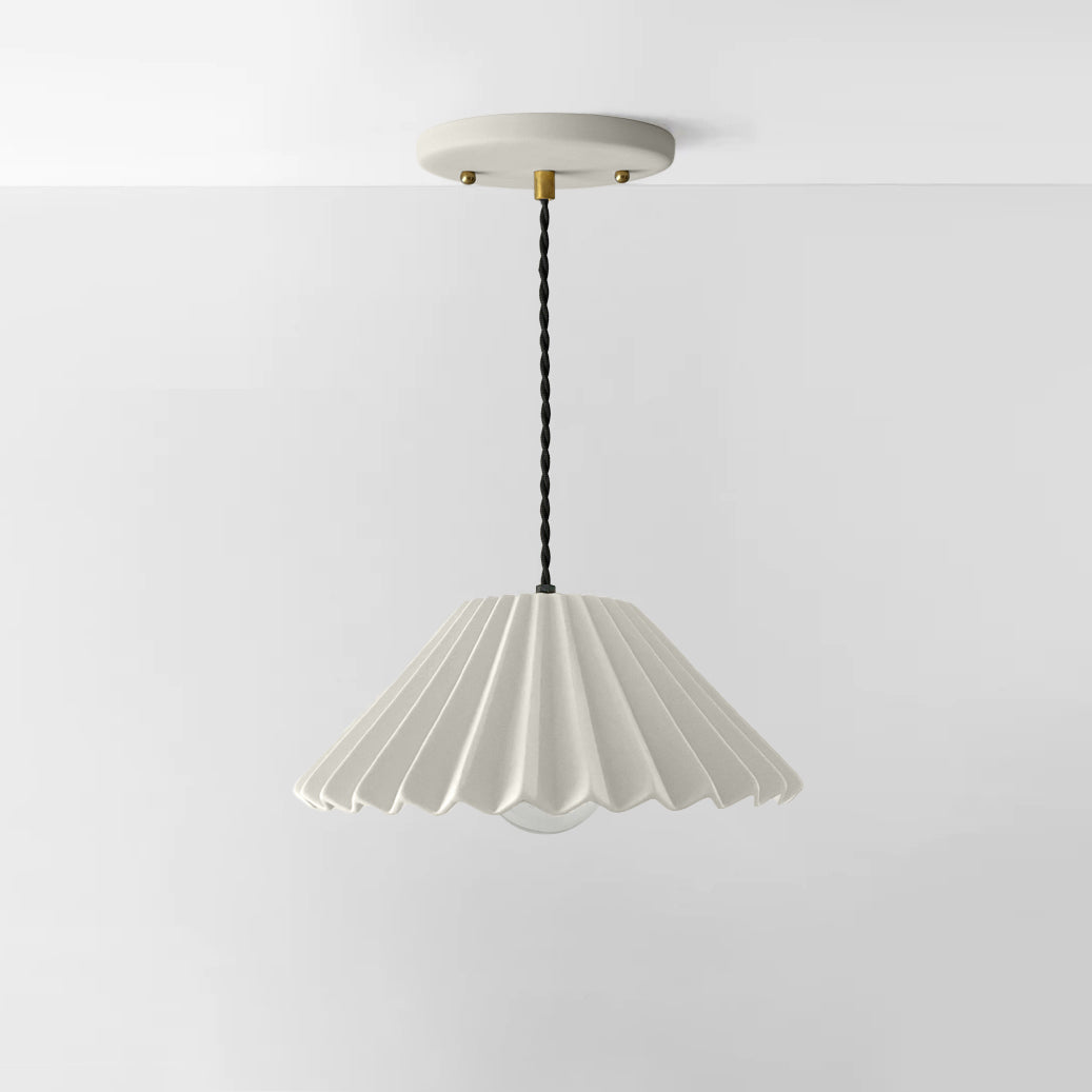 Picco Pendant Light | Large Pleated Hanging Fixture | Bone White