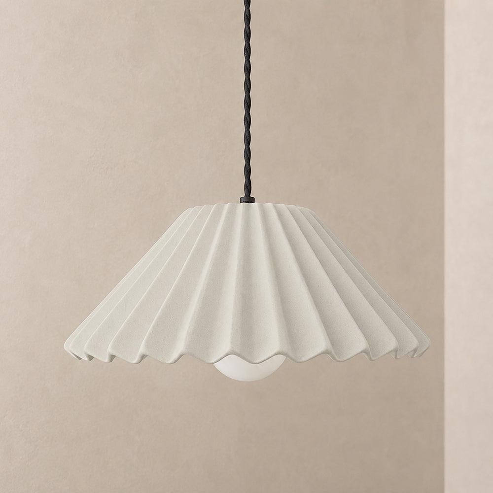 Picco Pendant Light | Large Pleated Hanging Fixture | Bone White