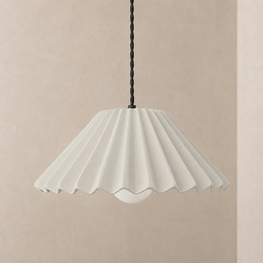 Picco Pendant Light | Large Pleated Hanging Fixture | Bone White