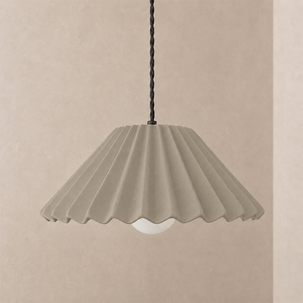 Picco Pendant Light | Large Pleated Hanging Fixture | Dune Natural
