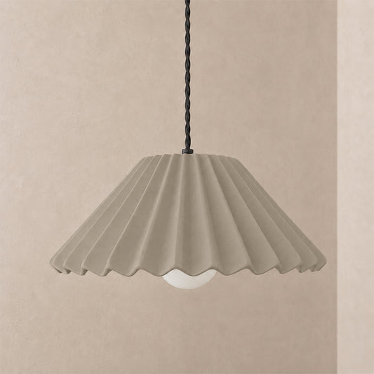 Picco Pendant Light | Large Pleated Hanging Fixture | Dune Natural